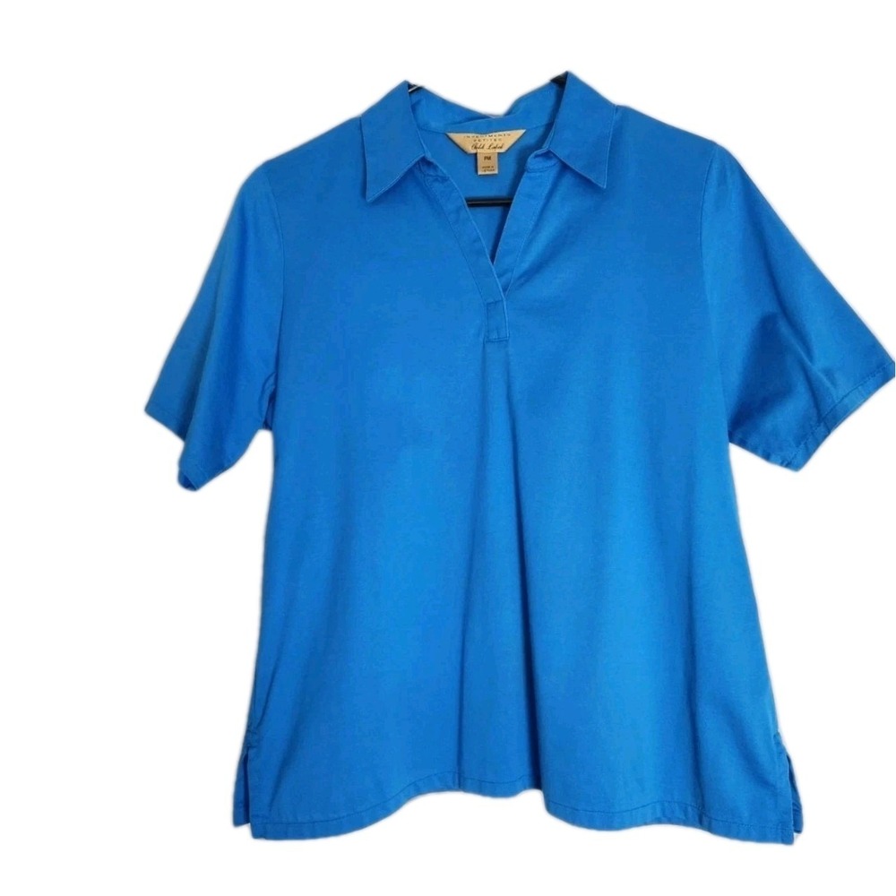 Investments Gold Label Women's Petite Medium Cotton Golf Polo Royal Blue Flared